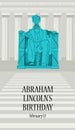 Statue Of Abraham Lincoln. Lincoln memorial in Washington, DC. Vector illustration, poster