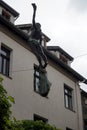 A statue of an acrobat balancing on a pole in the city of Sopot on the shores of the Baltic Sea. Poland.