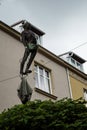 A statue of an acrobat balancing on a pole in the city of Sopot on the shores of the Baltic Sea. Poland.