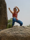 Hyderabad, India - January 1, 2009 Statue of actor Jackie Chan in a fighting pose at Ramoji Film City