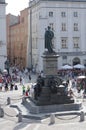 The statue of Adam Mickiewicz in Cracow, Poland