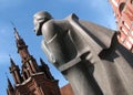 A statue of Adam Mickiewicz stands in the middle of Vilnius, Lithuania Royalty Free Stock Photo