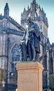 Statue of Adam Smith on Royal Mile in business district in Edinburgh Royalty Free Stock Photo