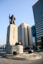 Statue of Admiral Yi Sun-shin in Soeul Royalty Free Stock Photo