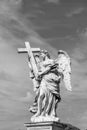 Statue at Aelian bridge also known unter name bridge of the holy angels which lead to the castel sant` Angelo, the castle of the Royalty Free Stock Photo