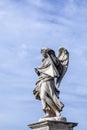 Statue at Aelian bridge also known unter name bridge of the holy angels which lead to the castel sant` Angelo, the castle of the Royalty Free Stock Photo