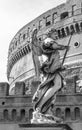 Statue at Aelian bridge also known unter name bridge of the holy angels which lead to the castel sant` Angelo, the castle of the Royalty Free Stock Photo