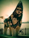 Statue on the Albert Dock in Liverpool in Merseyside