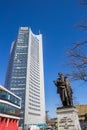 Statue of Albrecht Thaer in front of the panorama tower in Leipzig Royalty Free Stock Photo