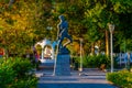 Statue of Alexander Diakos at Greek port Rhodos