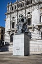 Statue of Almeida Garrett, writer and politician, in front of City Hall in Porto, Portugal Royalty Free Stock Photo