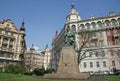 Statue of Alois Jirasek at Jiraskovo namesti the Jirasek square in Nove Mesto the New Town of Prague, Czech Republic