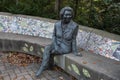 Statue of American politician Stephanie Tubbs-Jones seated on a bench