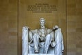 The statue of the American president Abraham Lincoln in the pantheon of the National Mall. Royalty Free Stock Photo