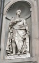 Statue of Amerigo Vespucci in Uffizi Gallery niches colonnade, F Royalty Free Stock Photo