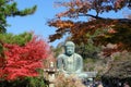 Statue of Amitabha Buddha Daibutsu in Autumn season Royalty Free Stock Photo