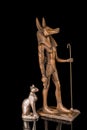 Statue of ancient Egyptian god Anubis in black Royalty Free Stock Photo