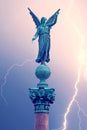 Statue of ancient goddess Victoria Nick with palm branch in hand at Langelinie Park in Copenhagen, Denmark