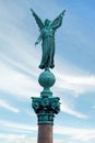 Statue of ancient goddess Victoria Nick with palm branch in hand at Langelinie Park in Copenhagen, Denmark Royalty Free Stock Photo