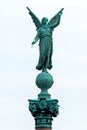 Statue of ancient goddess Victoria Nick with palm branch in hand at Langelinie Park in Copenhagen, Denmark Royalty Free Stock Photo