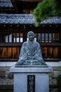 Statue of an ancient Japanese Buddhist monk and hero at Sengakuji Buddhist Temple in Tokyo Japan. Royalty Free Stock Photo