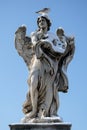 Angel statue in Rome - Italy - in winter with snow