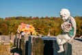 Statue of an angel holding a rose Royalty Free Stock Photo