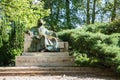 Statue of Anonymus located in city park in the courtyard of Vajdahunyad Castle, Budapest Royalty Free Stock Photo