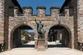 Statue of Antoninus Pius before the head of the Roman kastell Saalburg near Frankfurt, Germany