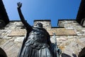 Statue of Antonius Pius at the main gate of the roman Saalburg c Royalty Free Stock Photo