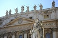 Statue of Apostle Paul in front of the St Peter`s Basilica, Vatican City Rome, Italy.