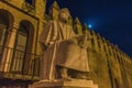 Statue of the arabic philosopher Averroes at the moonlit night in Cordoba, Spain