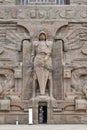 Statue of Archangel Michael at the entrance to The Monument to the Battle of the Nations in Leipzig City, Germany Royalty Free Stock Photo