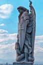 Statue of the Archangel Michael near the Basilica of Guadalupe i Royalty Free Stock Photo