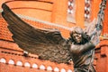 Statue Of Archangel Michael With Outstretched Wings Before Catholic Church Royalty Free Stock Photo