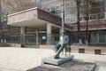 Statue of architect Charles-Ãâ°douard Jeanneret Le Corbusier in front of Centrosoyuz Building in Myasnitskaya street.