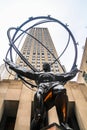 The Statue of Atlas holding the celestial spheres in front of the Rockefeller Center, Royalty Free Stock Photo