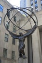 The Statue of Atlas holding the celestial spheres in New York City`s Fifth Avenue Royalty Free Stock Photo