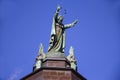 Statue atop of a historic Montreal church Royalty Free Stock Photo