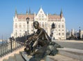 Statue of Attila Jozsef , Budapest. Royalty Free Stock Photo