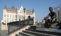 Statue of Attila Jozsef , Budapest. Royalty Free Stock Photo