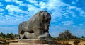 Statue of Babylonian lion in Babylon ruins Iraq