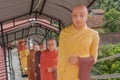 Statue of bald monks at the buddhist temple Royalty Free Stock Photo