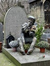 Tombstone with statue of Vaslav Nijinsky, Montmartre Cemetery, Paris, France