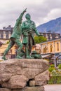 Statue of Balmat and Paccard, Chamonix, France Royalty Free Stock Photo