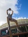 The statue of Barrie Robran MBE is a former Australian rules footballer who represented North Adelaide in the South Australian.