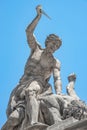Statue of Battling Titan with a dagger at the main Gate of Hradcany Castle in Prague, Czech Republic Royalty Free Stock Photo
