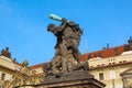 Statue of Battling Titan at the gate of Castle in Hradcany, Prague, Czech Republic Royalty Free Stock Photo