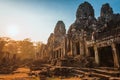 Statue Bayon Temple Angkor Thom, Cambodia. Royalty Free Stock Photo
