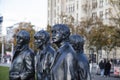 Statue of the Beatles band stands in Liverpool city, sculpted by Andrew Edwards